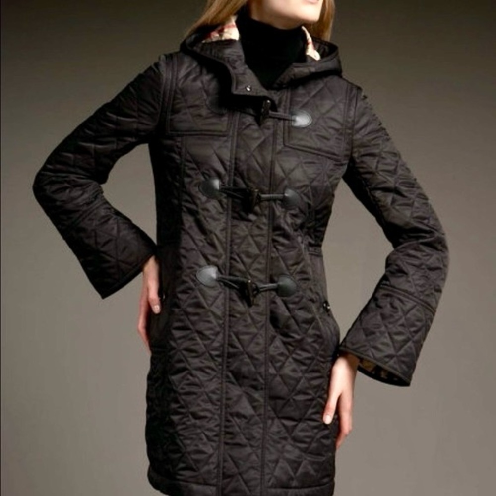 Burberry Black Quilted Toggle Coat